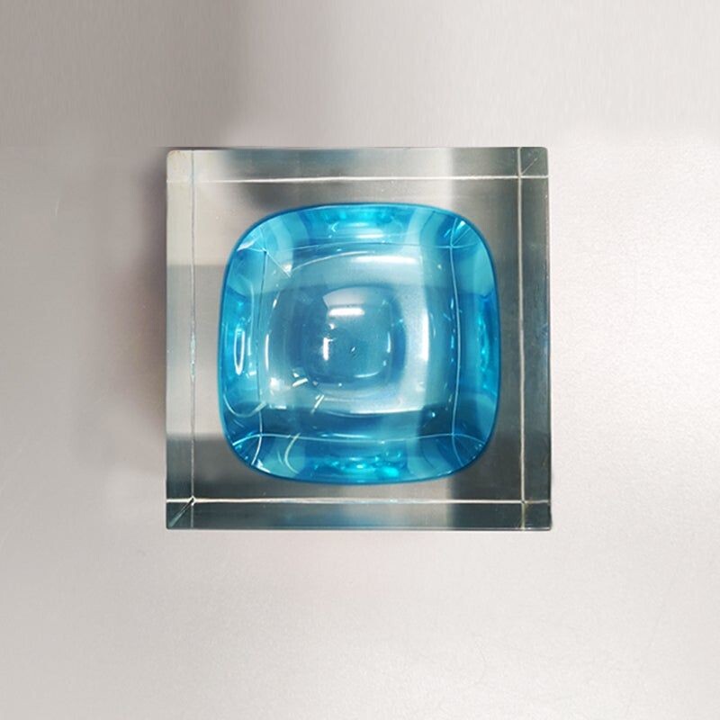 Mid-century blue ashtray or catch-all by Flavio Poli for Seguso, Italy 1960s