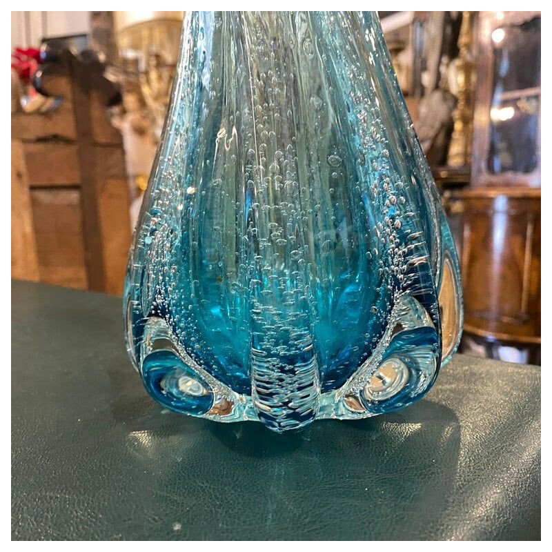 Mid-century turquoise murano glass vase, 1970s