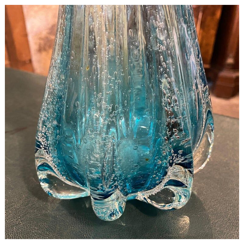 Mid-century turquoise murano glass vase, 1970s