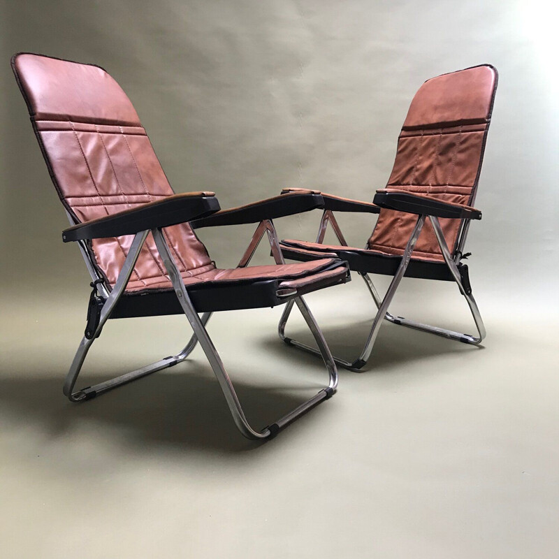 Mid-century pair of sun loungers, 1970s