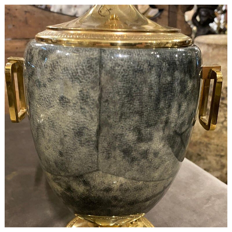 Mid-century modern Goatskin and Brass Ice Bucket by Aldo Tura, 1960s