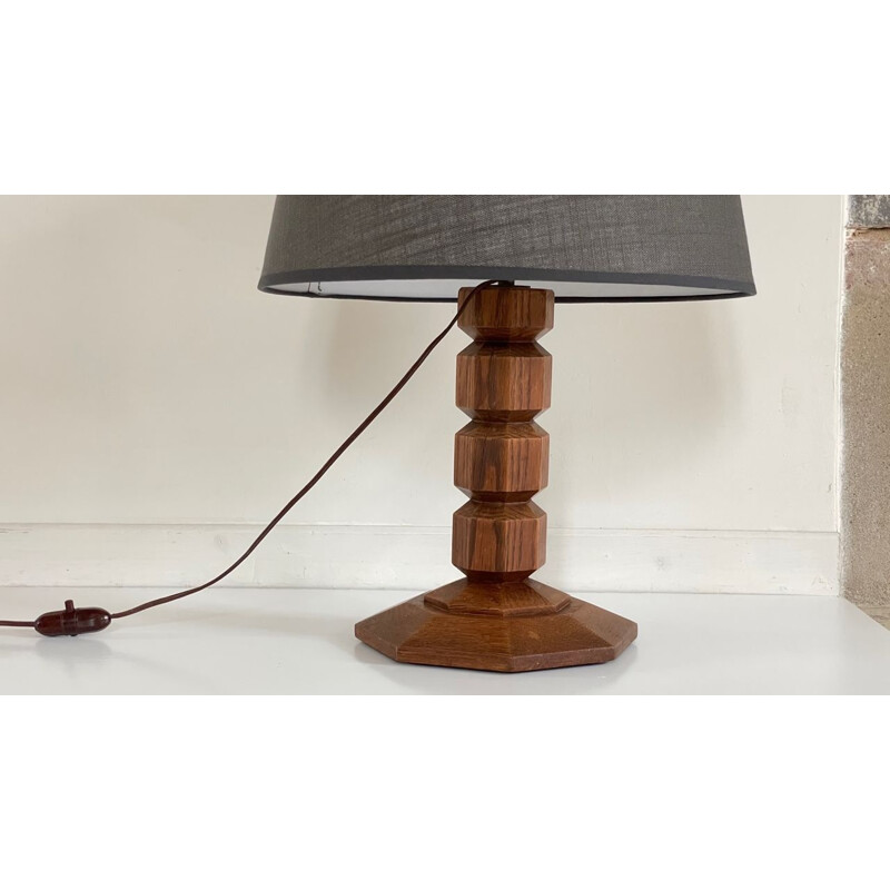 Vintage Art Deco lamp in solid oak