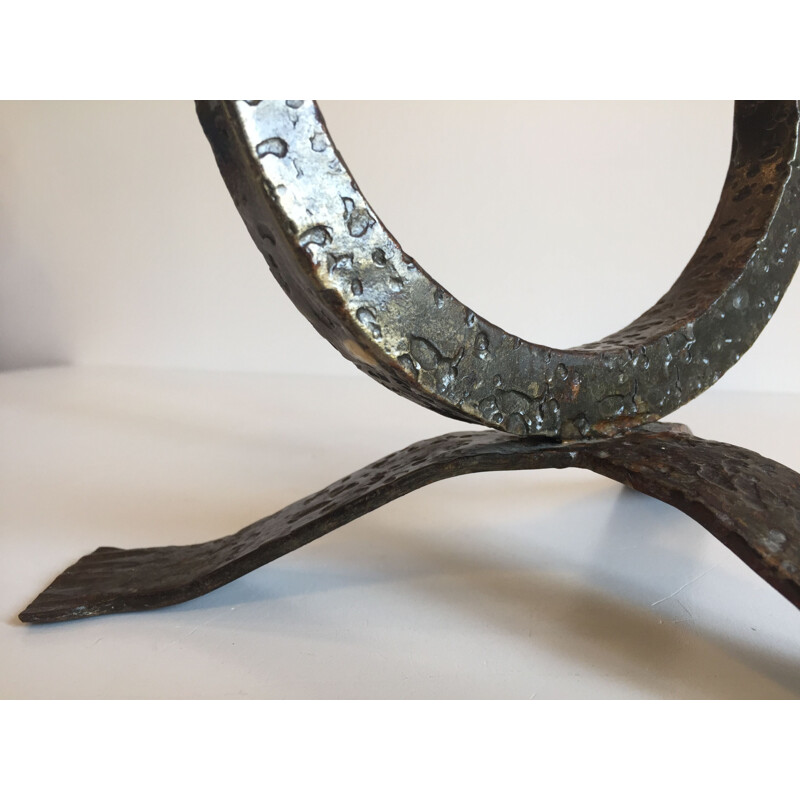 Vintage Brutalist steel candle holder