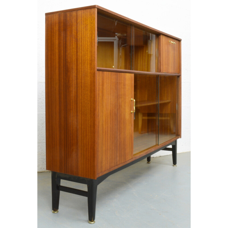 Mid-century Nathan teak and glass bookcase - 1960s