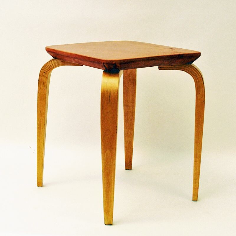 Tabouret vintage en cuir par G A Berg, Suède 1940