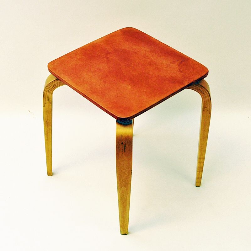 Vintage leather stool by G A Berg, Sweden 1940s