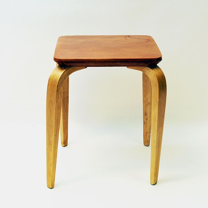 Vintage leather stool by G A Berg, Sweden 1940s