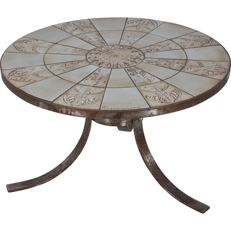 Vintage ceramic and metal coffee table, 1950-1960-1970
