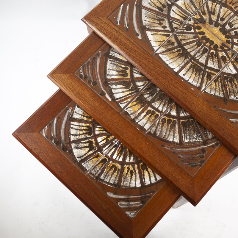 Set of 3 vintage teak nesting tables from Mobelfabrikken Toften, Denmark 1960s