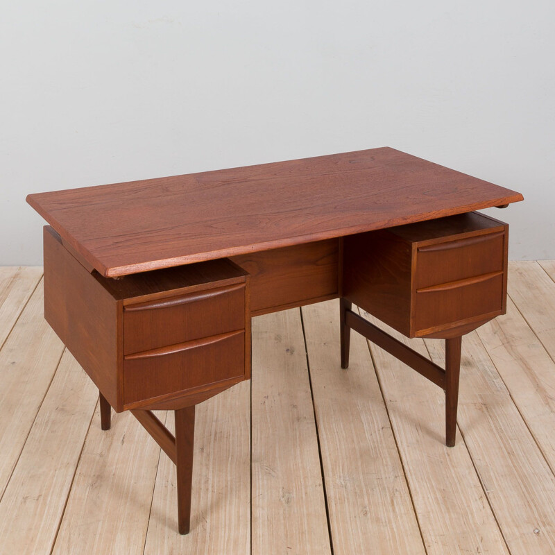 Vintage freestanding teak desk, Denmark 1960s