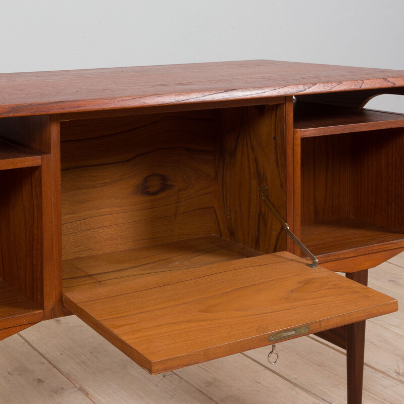 Vintage freestanding teak desk, Denmark 1960s