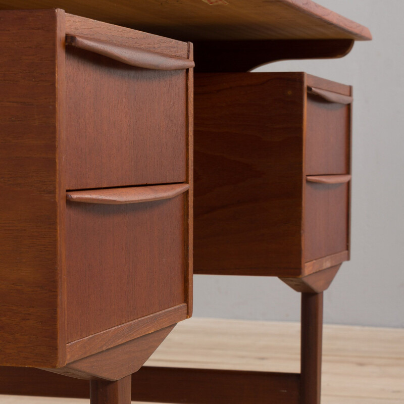 Vintage freestanding teak desk, Denmark 1960s