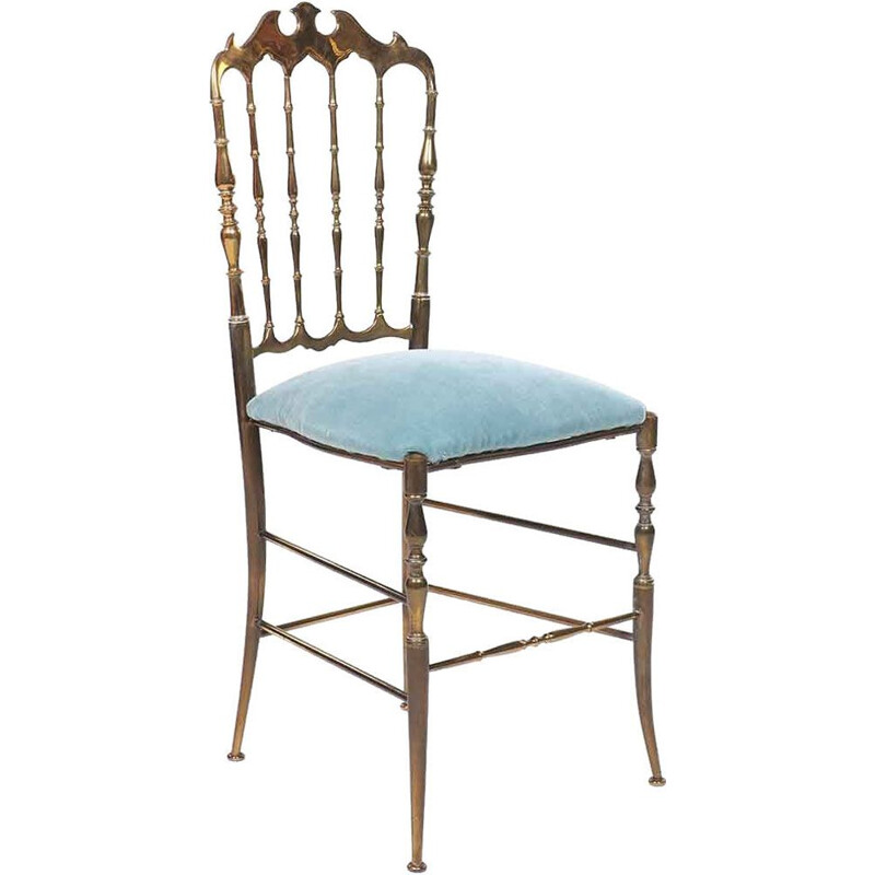 Cadeira Vintage Chiavari com veludo azul claro