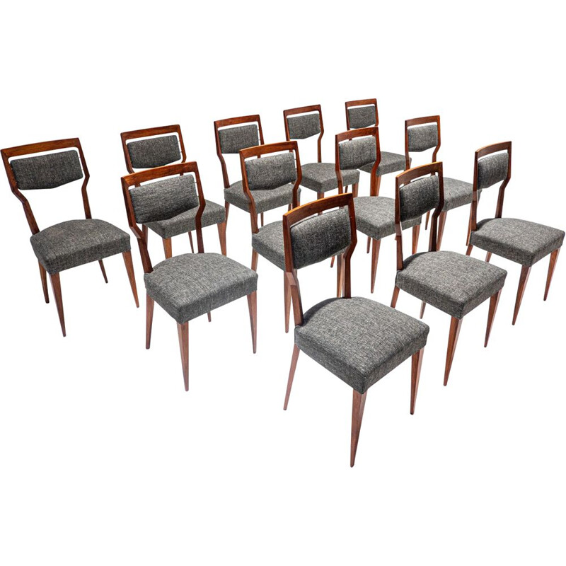 Set of 12 mid-century dining chairs by Vittorio Dassi, Italy 1950s