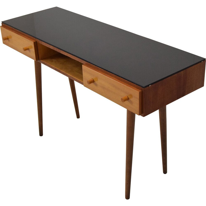 Mid-century wood and glass console by Mojmir Pozar for Up Zavody, Czechoslovakia 1960s