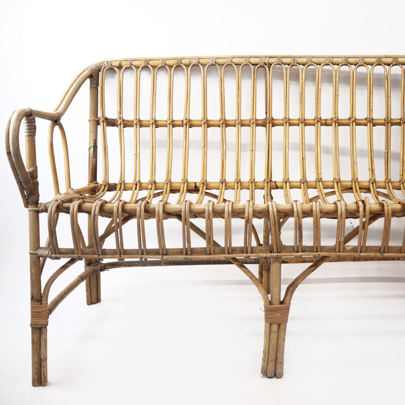 Vintage Bamboo Bench, 1970s