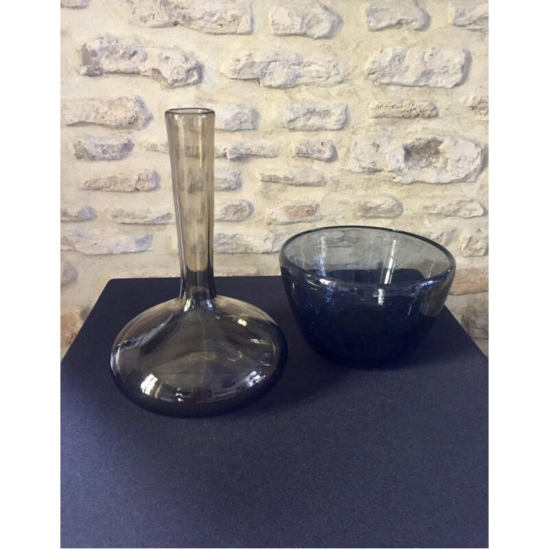 Pair of vintage glass vases by Claude Morin
