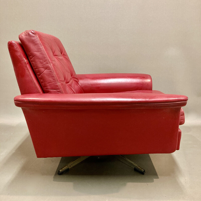 Fauteuil vintage en cuir rouge, 1950