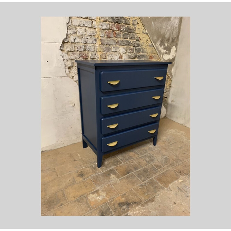 Vintage night blue chest of drawers with 4 drawers