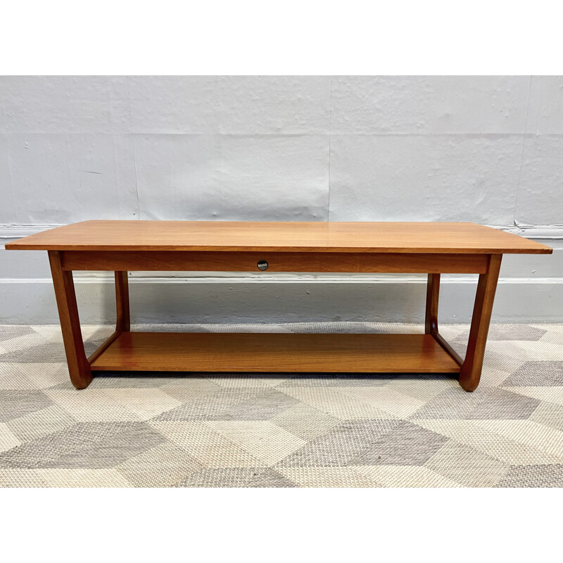 Vintage teak coffee coffee table with shelf by Myer, 1970s