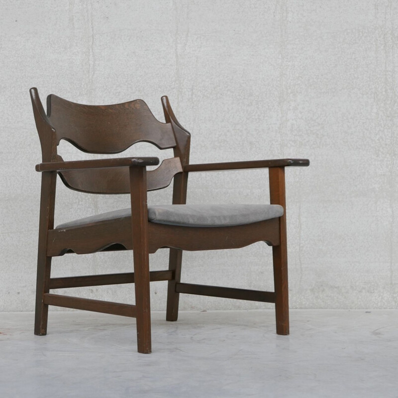 Oakwood Razor mid-century Danish armchair by Henning Kjaernulf, 1960s