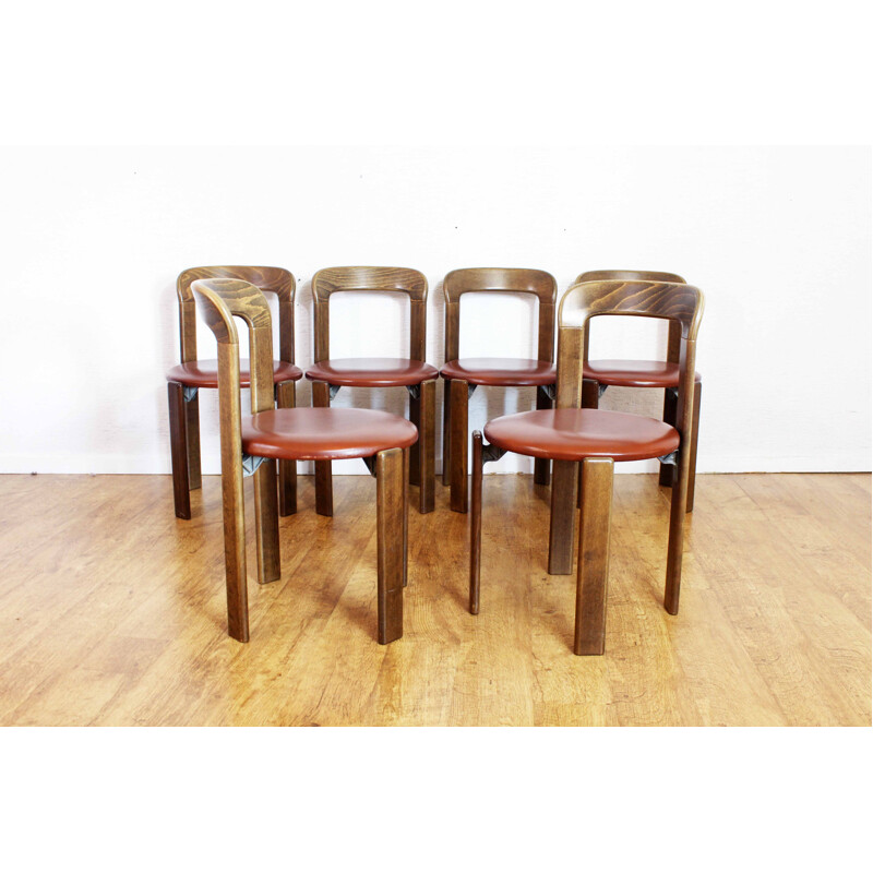 Lot de 6 chaises vintage par Bruno Rey pour Dietiker