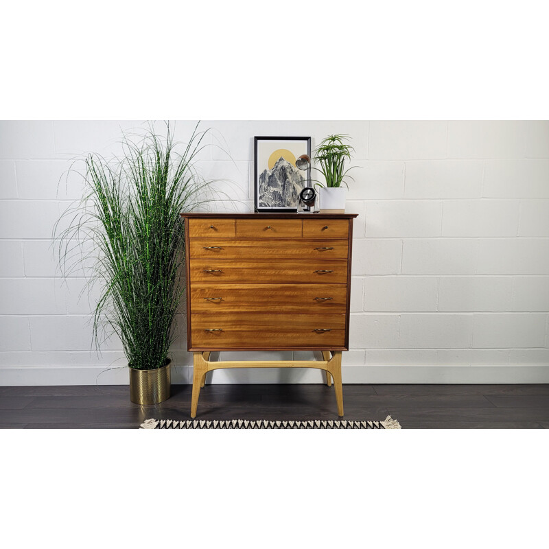 Vintage walnut and teak chest of drawers by Alfred Cox for Ac Furniture, 1950s