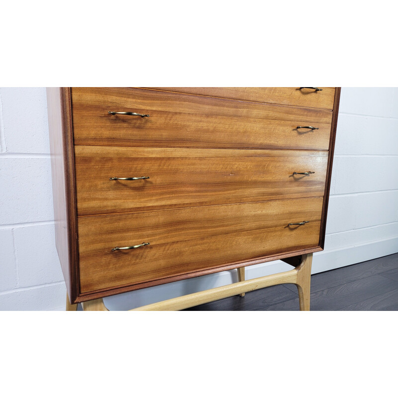 Vintage walnut and teak chest of drawers by Alfred Cox for Ac Furniture, 1950s