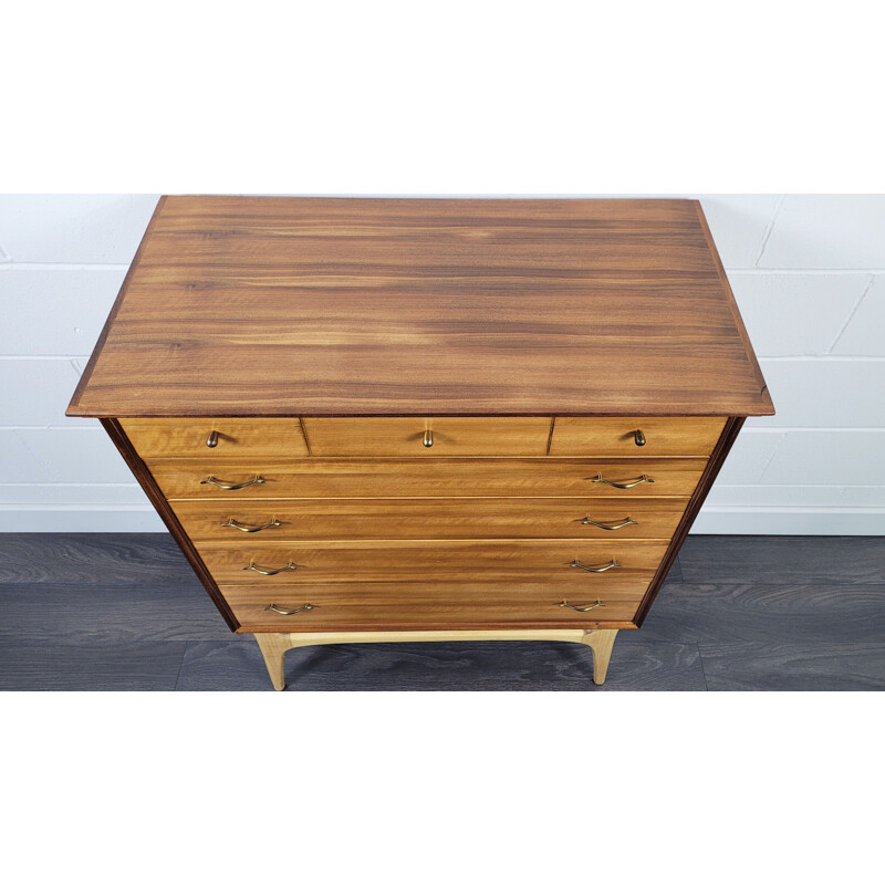 Vintage walnut and teak chest of drawers by Alfred Cox for Ac Furniture, 1950s