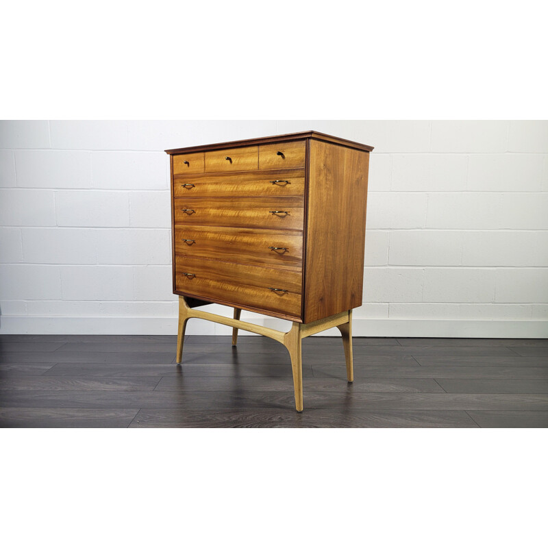 Vintage walnut and teak chest of drawers by Alfred Cox for Ac Furniture, 1950s