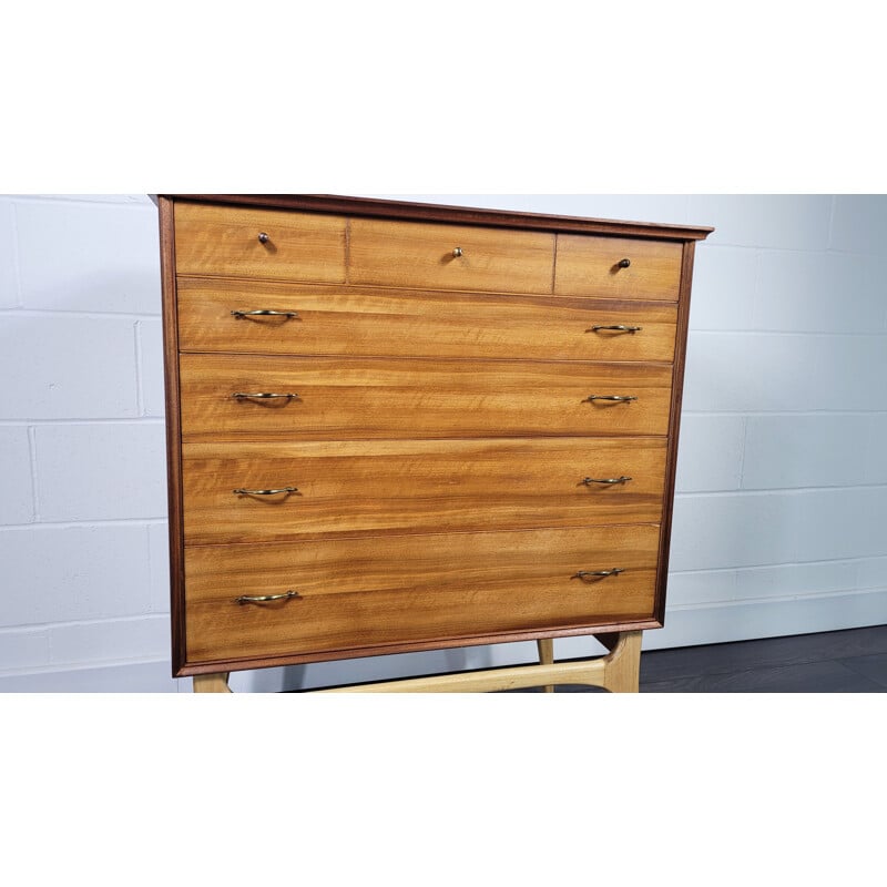 Vintage walnut and teak chest of drawers by Alfred Cox for Ac Furniture, 1950s