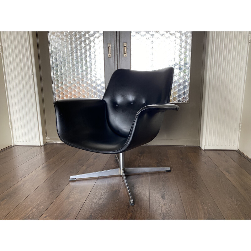 Vintage scandinavian black armchair, 1960s