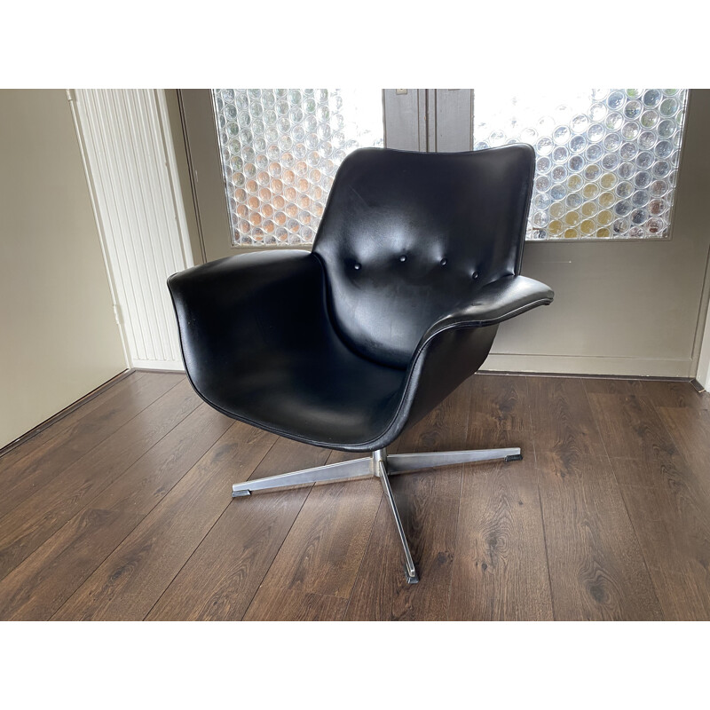 Scandinavische vintage zwarte fauteuil, 1960