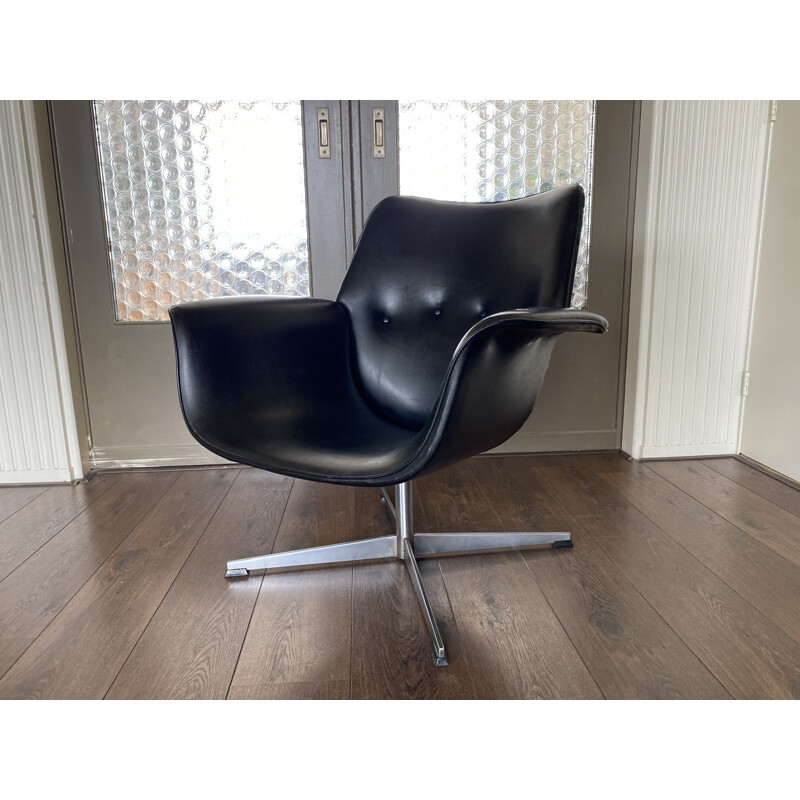 Scandinavische vintage zwarte fauteuil, 1960