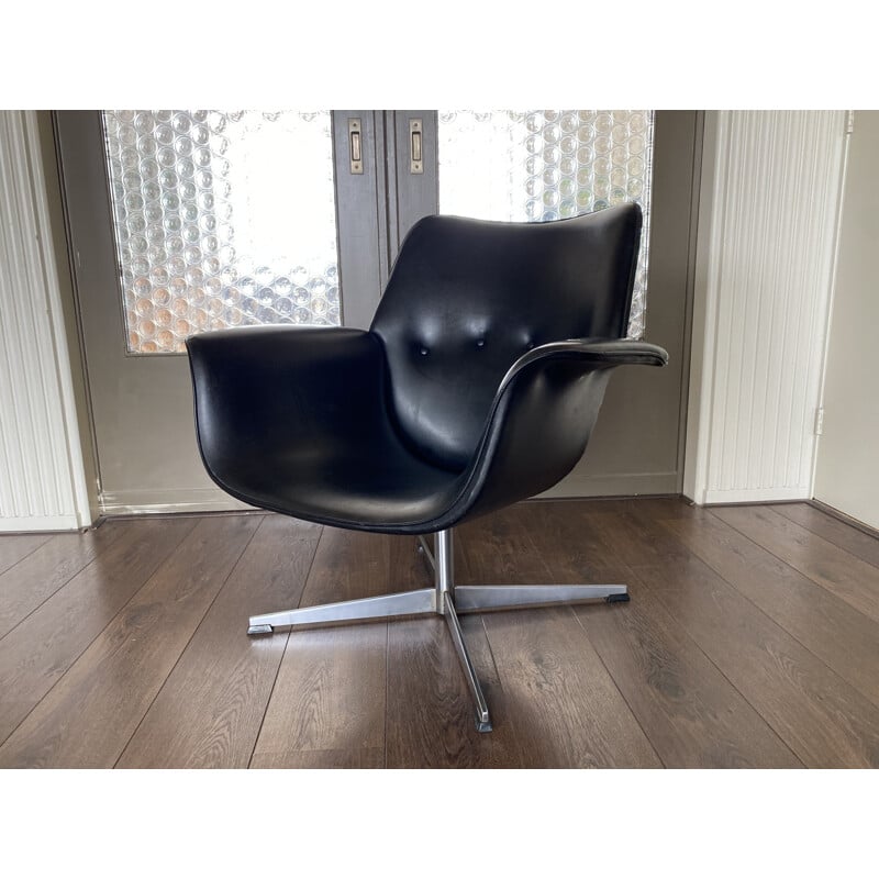 Vintage scandinavian black armchair, 1960s