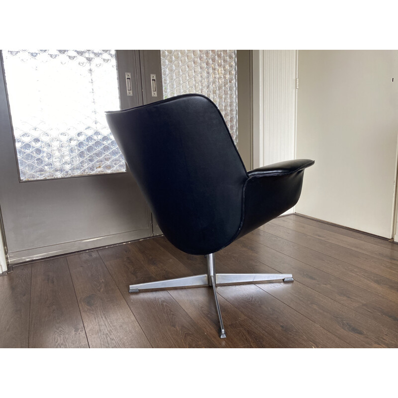 Vintage scandinavian black armchair, 1960s