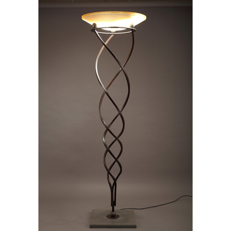 French Terzani "Antinea Terra" floor lamp in iron and stone, Jean-François CROCHET - 1990s