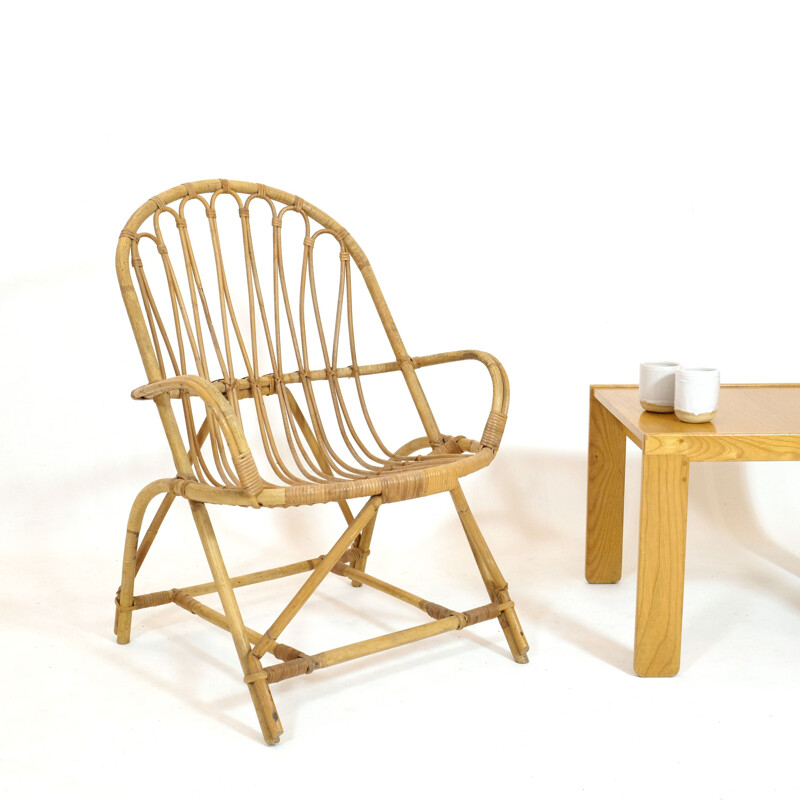 Vintage rattan armchair, 1960-1970