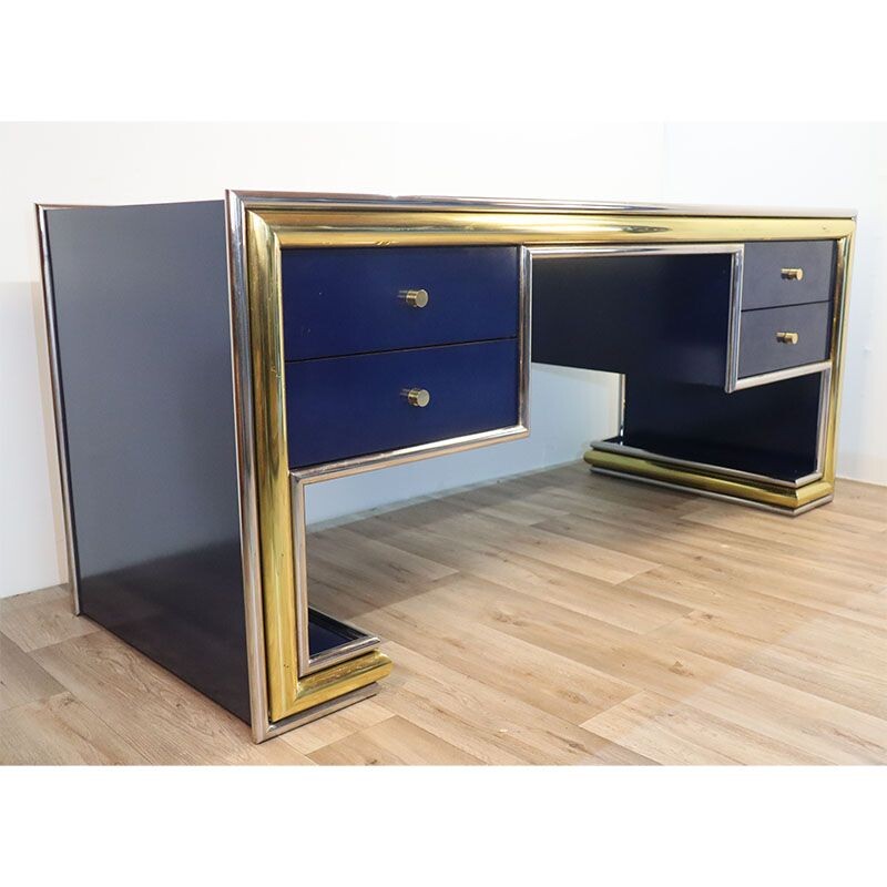 Vintage desk in lacquered wood and metal, 1970