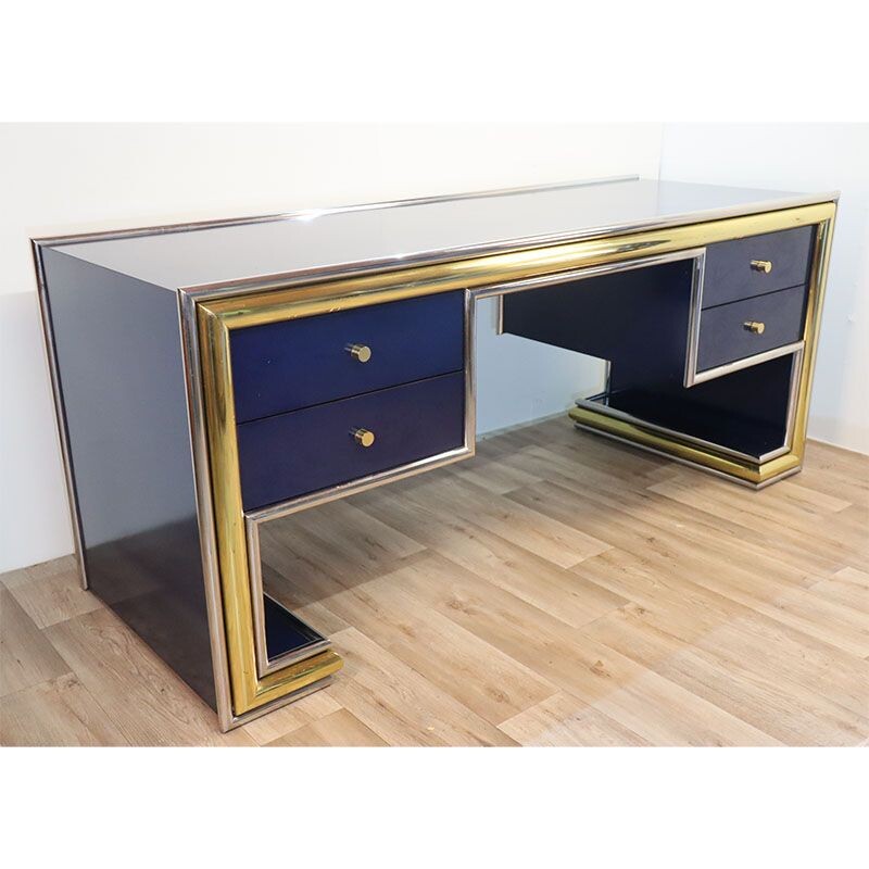 Vintage desk in lacquered wood and metal, 1970