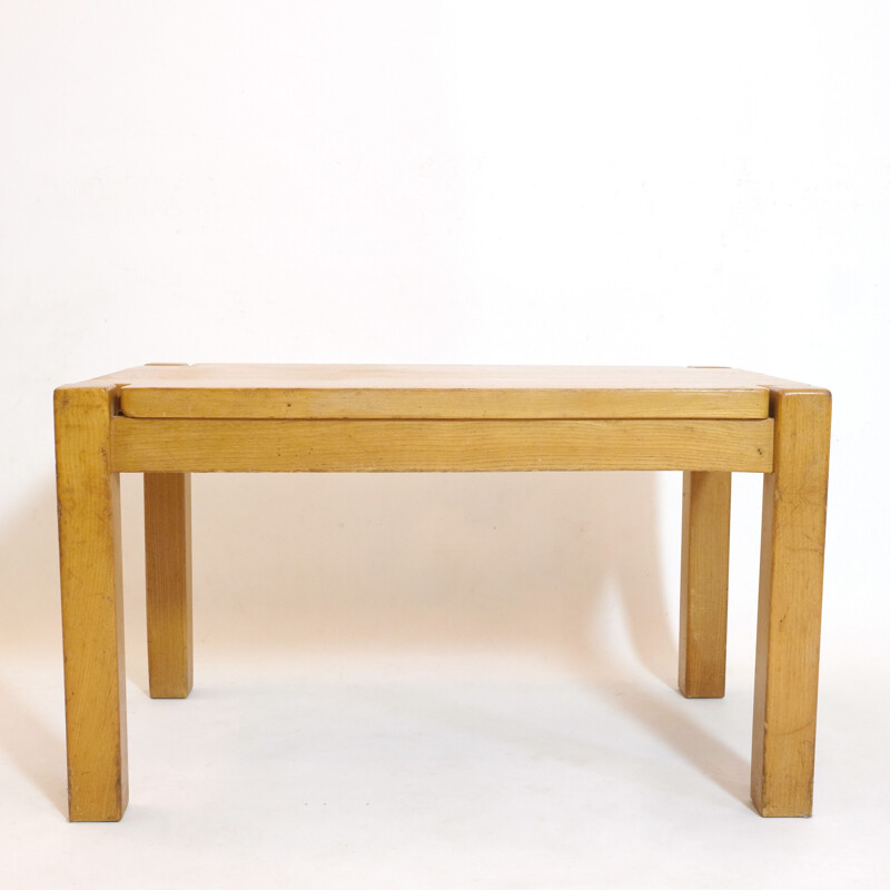 Table basse vintage en orme massif, 1980