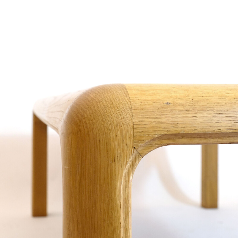 Vintage coffee table in fossil stone and golden oak by Heinz Lilienthal, 1980