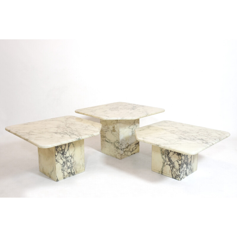 Tables gigognes vintage en marbre, 1970