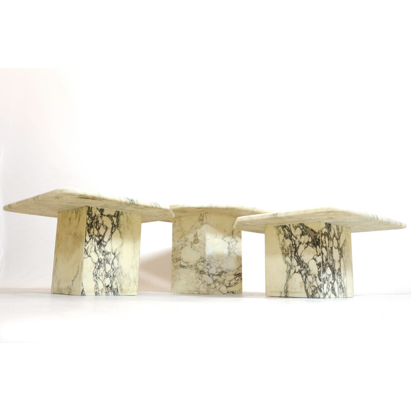 Tables gigognes vintage en marbre, 1970