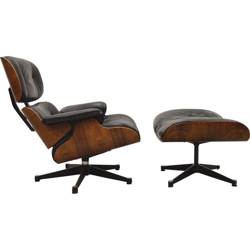 Vintage "Vitra" lounge chair and ottoman by Charles Eames, 1980s