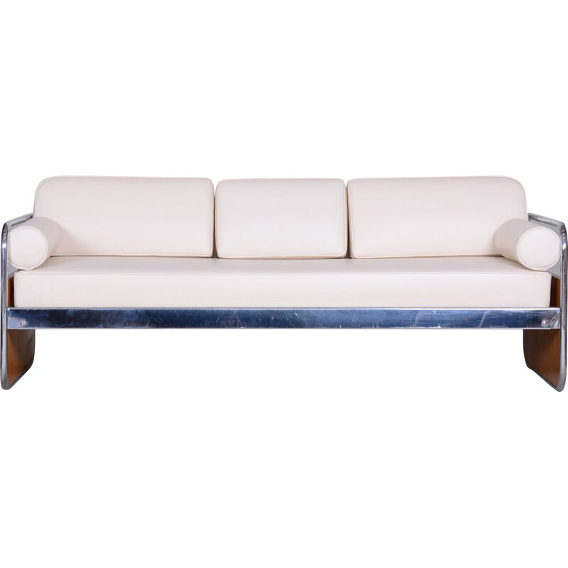 Vintage white Sofa by Gottwald, Czechia 1930s