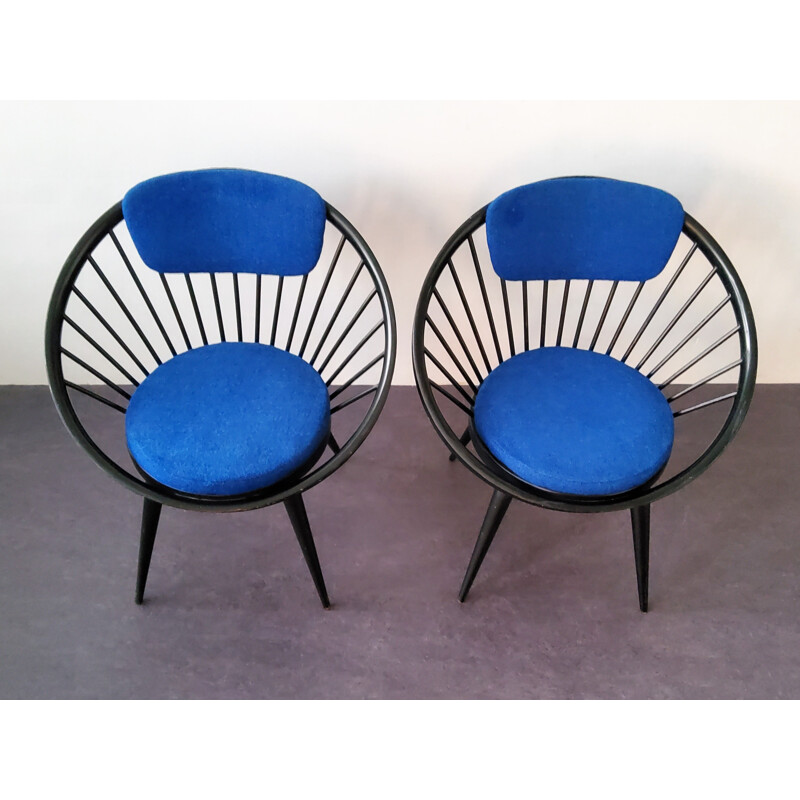 Paire de fauteuils circulaires vintage par Yngve Ekström, 1960
