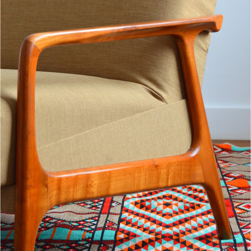 Scandinavian vintage sofa in golden brown fabric, 1960