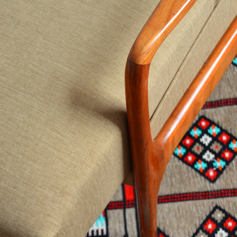 Scandinavian vintage sofa in golden brown fabric, 1960