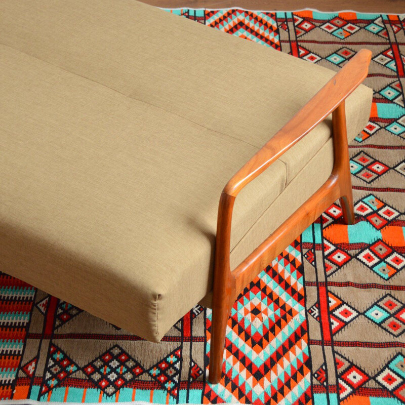 Scandinavian vintage sofa in golden brown fabric, 1960